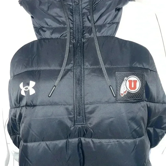 Men's Under Armour Utah Utes Hybrid Half-Zip Jacket - Black/White - Picture 5 of 16